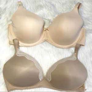 2 Lace Tan Lined Bra Bundle 40C Full Coverage